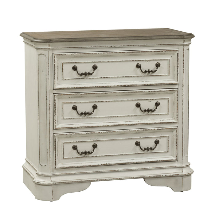 Magnolia Manor - 3 Drawer Bedside Chest With Charging Station - White