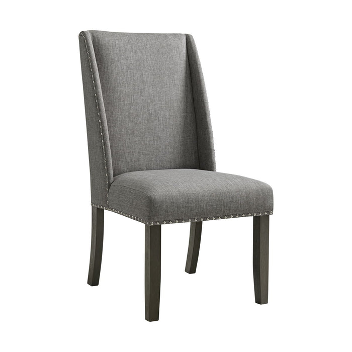 Everdeen - Side Chair with Grey Fabric and Nail Heads (Set of 2) - Charcoal