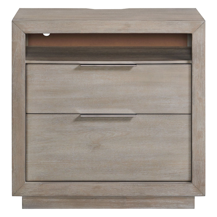 Arcadia - 2-Drawer Nightstand with USB - Grey