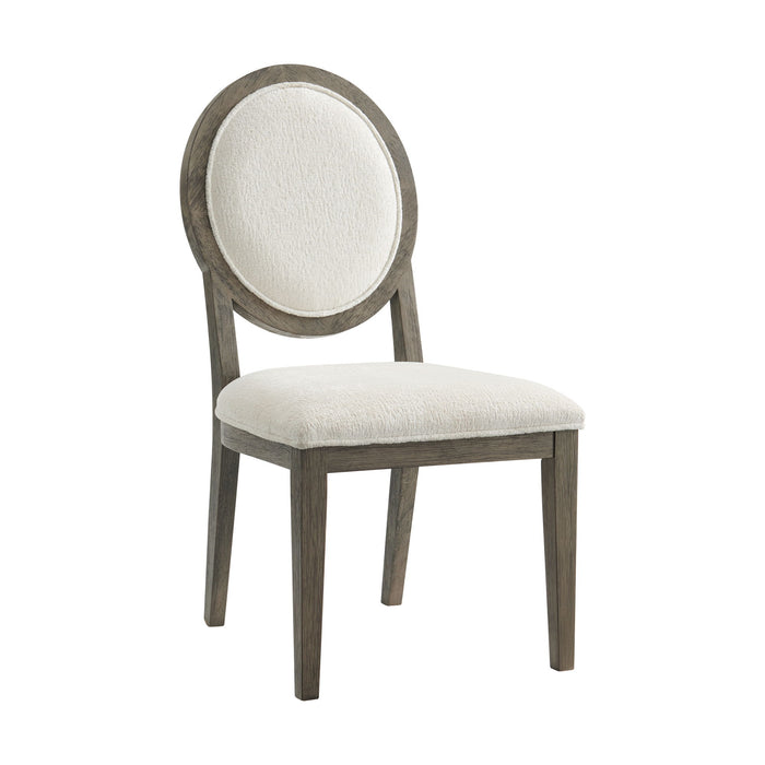 Versailles - Contemporary Round Back Dining Chair & Boucle (Set of 2) - White / Grey