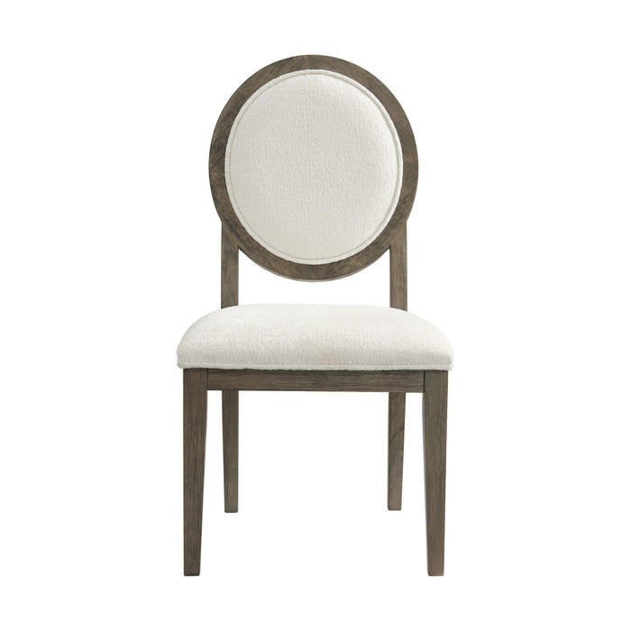 Versailles - Contemporary Round Back Dining Chair & Boucle (Set of 2) - White / Grey