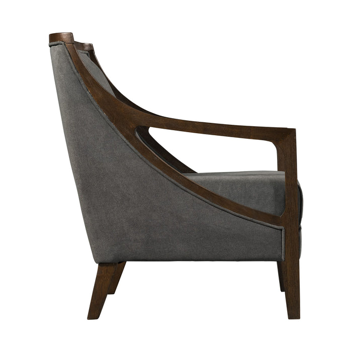 Hopkins - Chair With Brown Arm - Columbia Charcoal