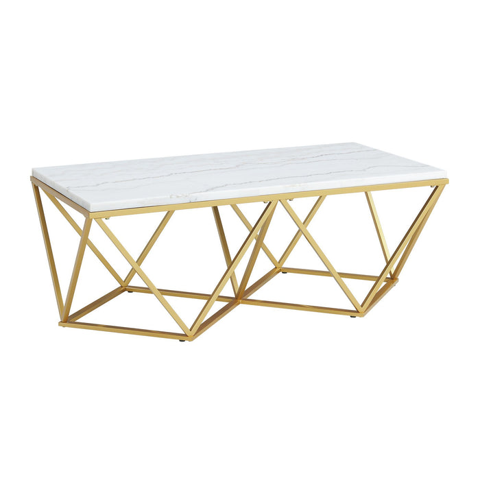 Riko - Rectangular Coffee Table With Metal Leg - Gold