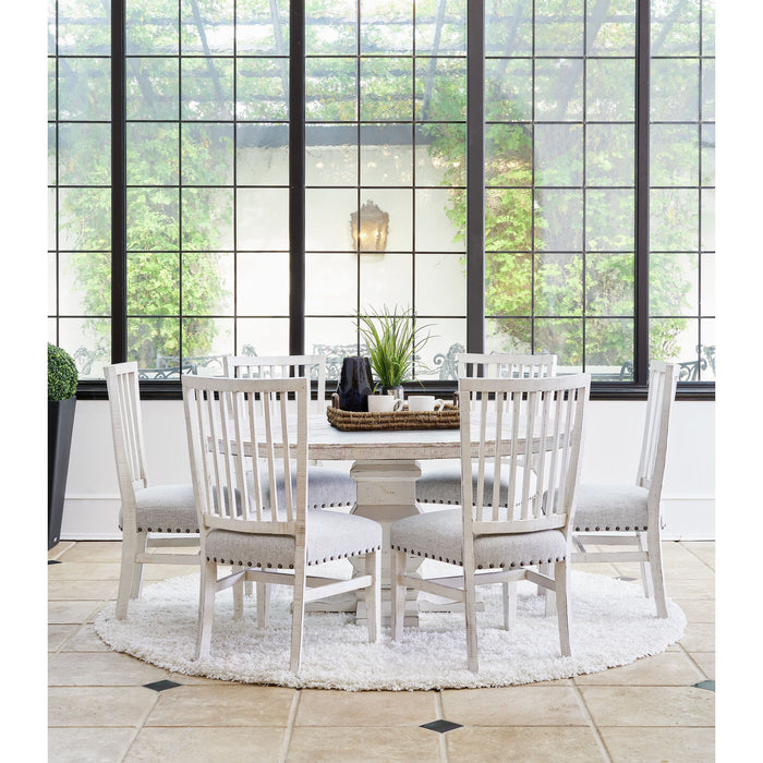 Condesa - 5 Piece Round Dining Set Table & Four Wing Slat Back Chairs - White