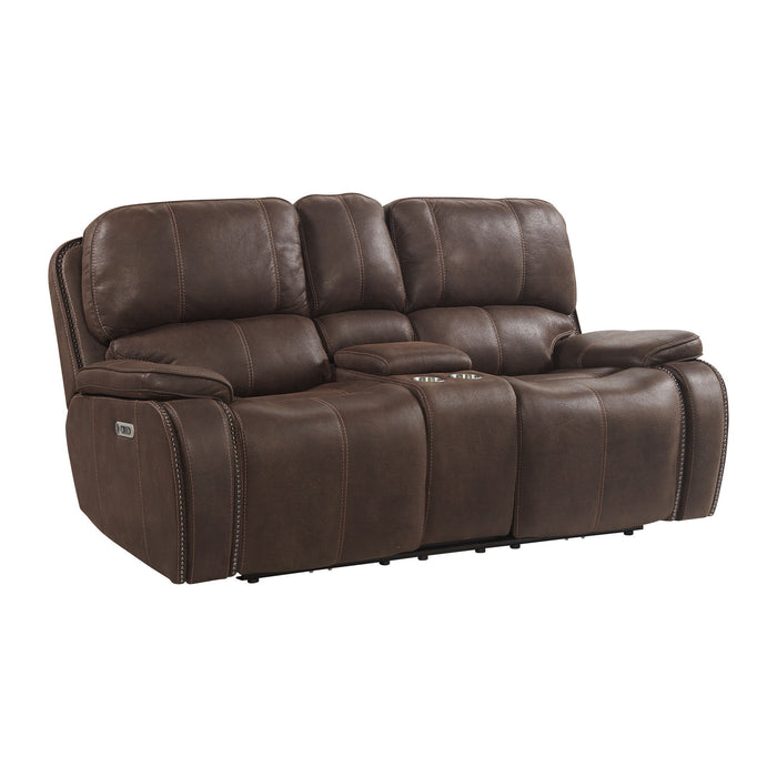 Atlantis - Power Motion Loveseat With Power Headrest & Console - Heritage Coffee
