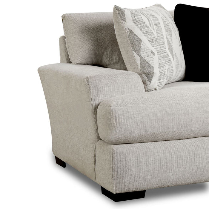 9010 - Sofa - Fentasy Silver With 2 Pillows Naples Black, 2 Pillows Exotica Birch