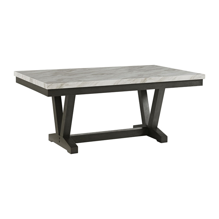 Everdeen - Dining Table with White Faux Marble Top - Charcoal