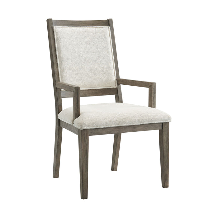 Versailles - Contemporary Dining Arm Chair & Boucle (Set of 2) - White / Grey