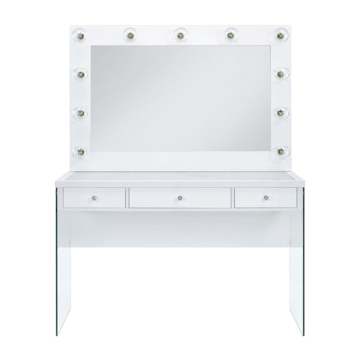 Jacey - Complete Vanity With Lightbulbs - Glossy White