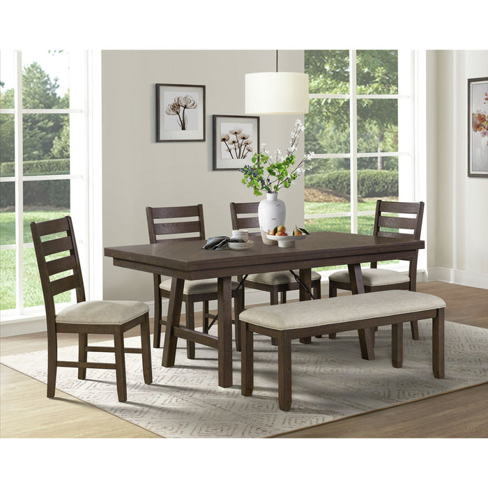 Jax - 6 Piece Dining Set (72" Table + 4 Chairs + Bench) - Cherry