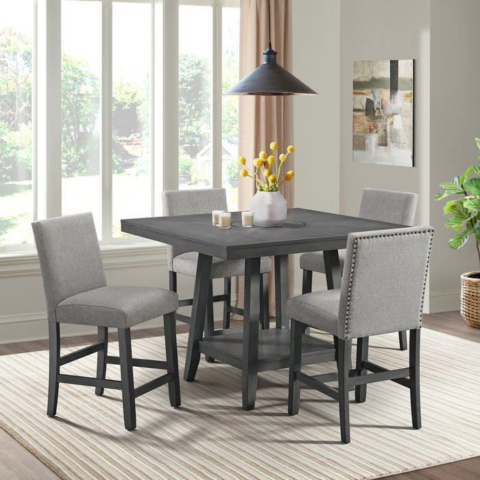 Seneca - Square Counter Table With Lazy Susan - Gray
