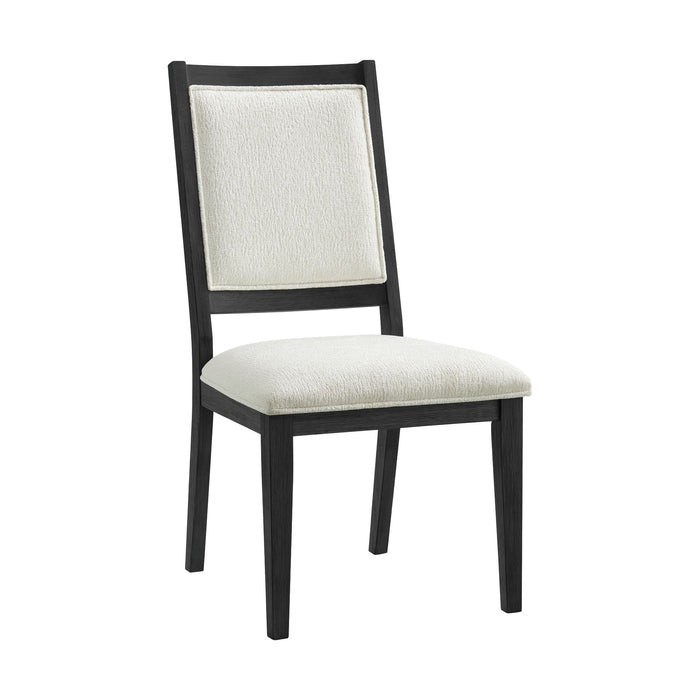 Versailles - Contemporary Square Back Dining Chair & Boucle Fabric (Set of 2) - White / Black