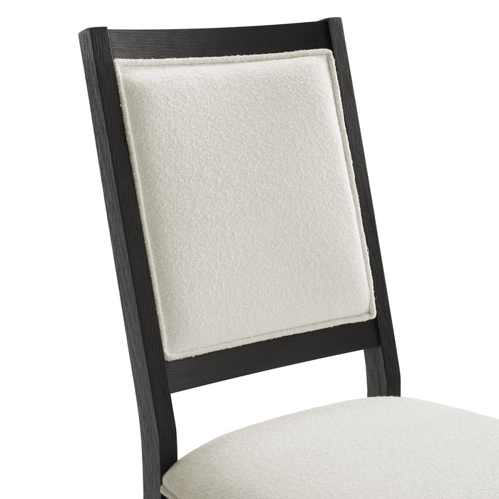 Versailles - Contemporary Square Back Dining Chair & Boucle Fabric (Set of 2) - White / Black