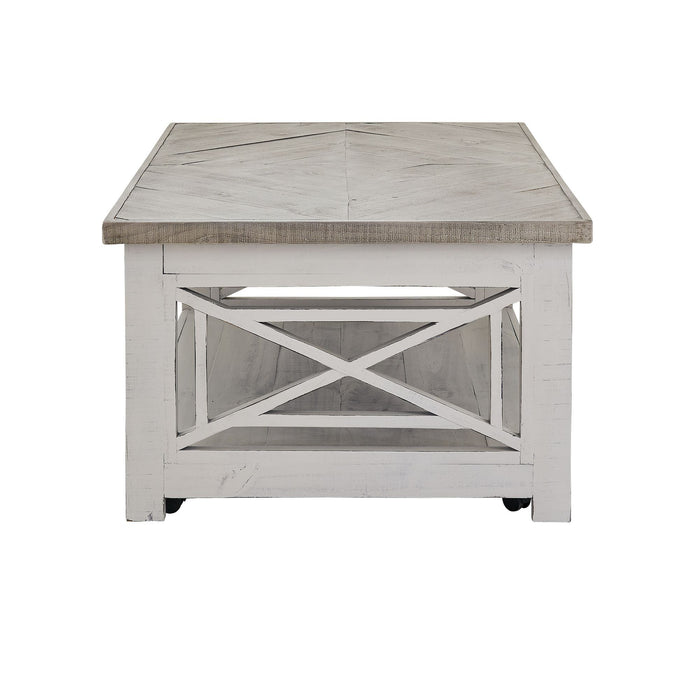 Justina - Coffee Table & Casters - White / Grey