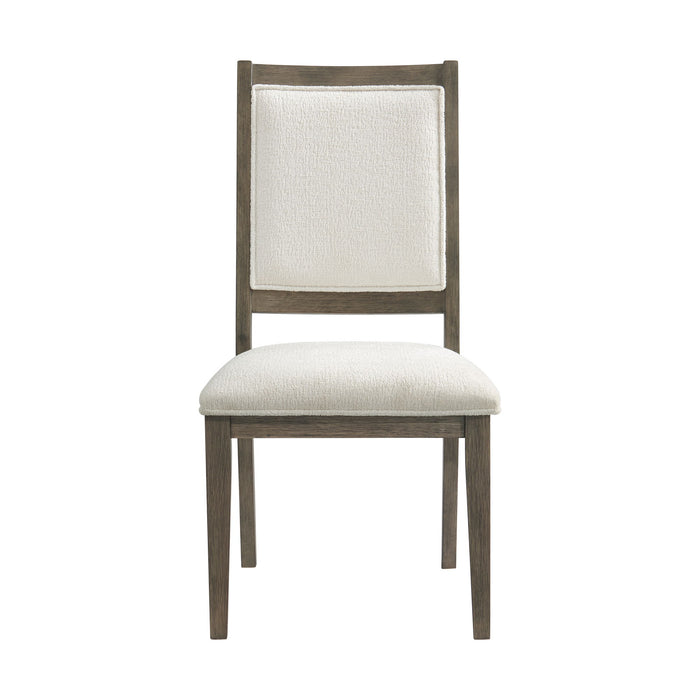 Versailles - Contemporary Square Back Dining Chair & Boucle (Set of 2) - White / Grey