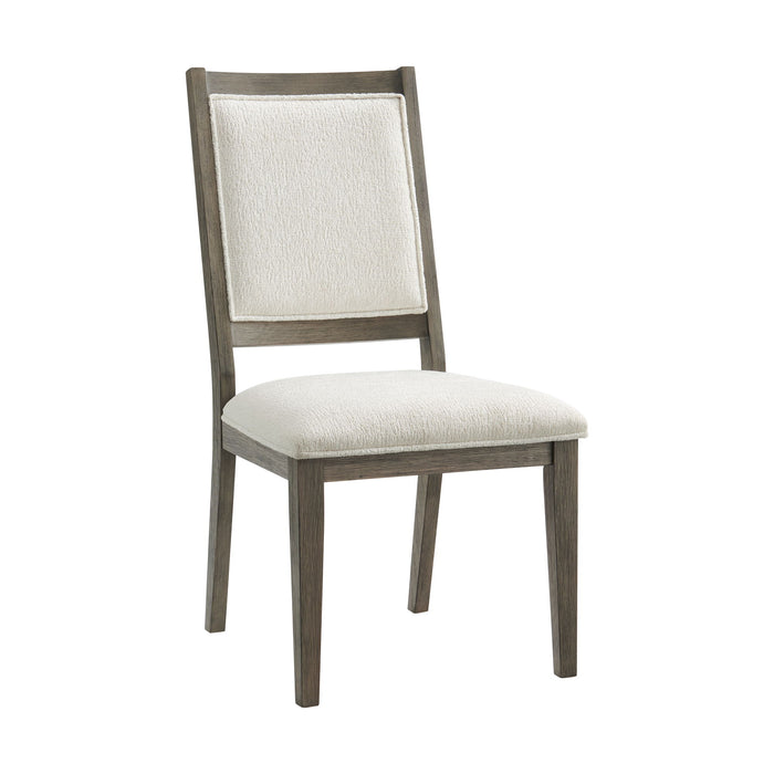 Versailles - Contemporary Square Back Dining Chair & Boucle (Set of 2) - White / Grey