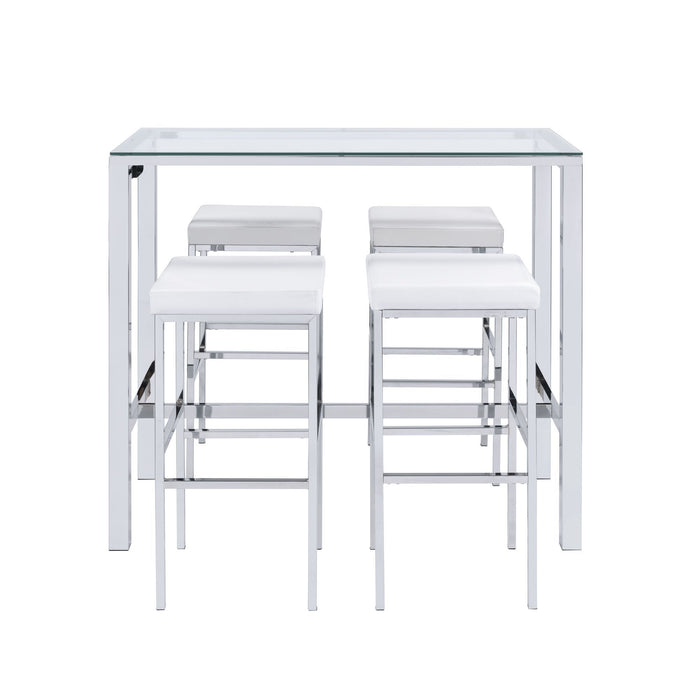 Lancy - Bar Table Single Pack (Table + Four Stools) - White