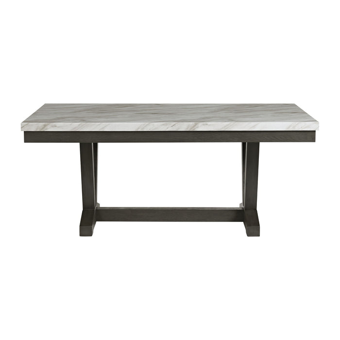 Everdeen - Dining Table with White Faux Marble Top - Charcoal