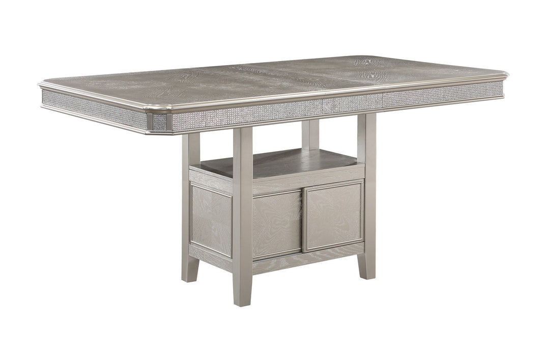 Klina - Counter Height Table (1 X 12 Leaf) - Silver