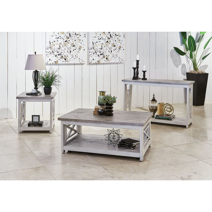 Justina - Coffee Table With Casters - NH White Base & NH Gray Top
