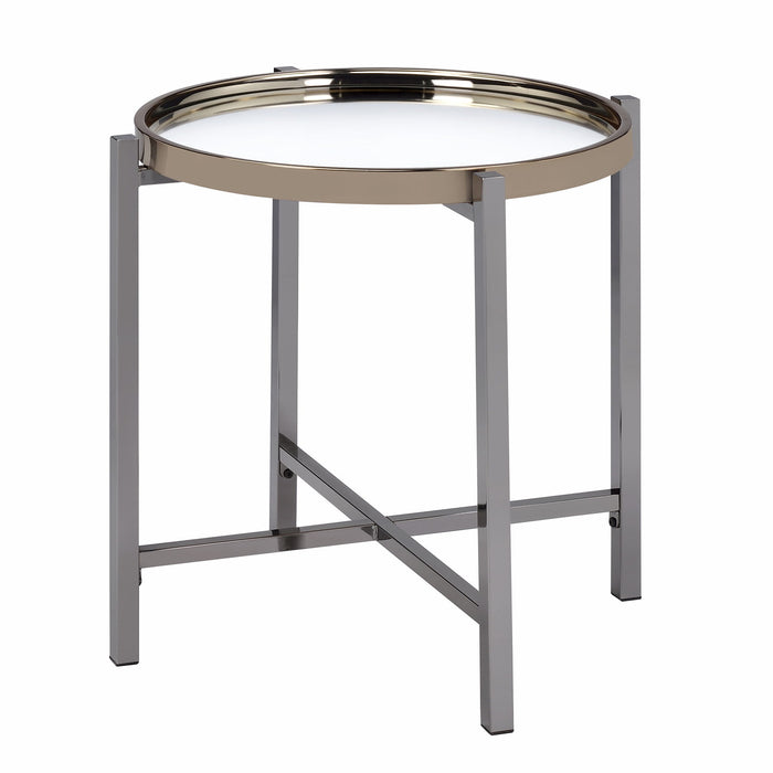 Edith - 2 Piece Occasional Table Set, Coffee Table & End Table - Dark Nickel