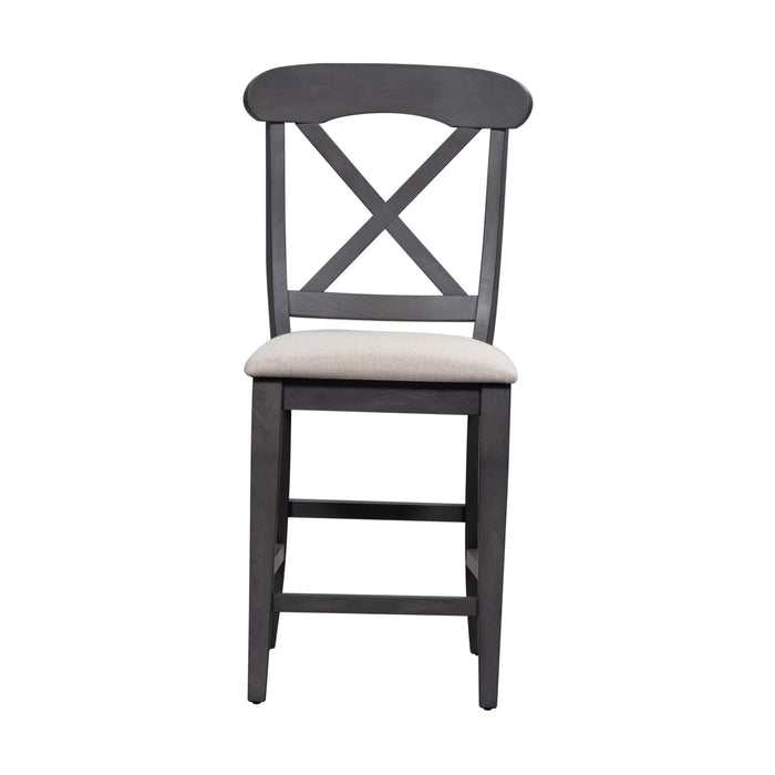 Ocean Isle - Upholstered X Back Counter Chair - Dark Gray