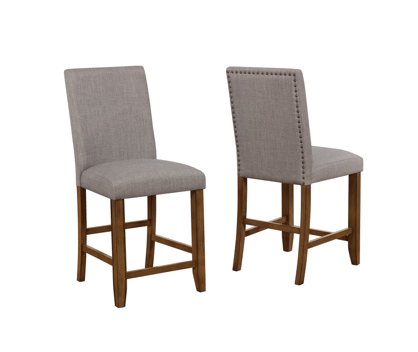 Manning - Nailhead Counter Height Chair (Set of 2) - Brown & Gray