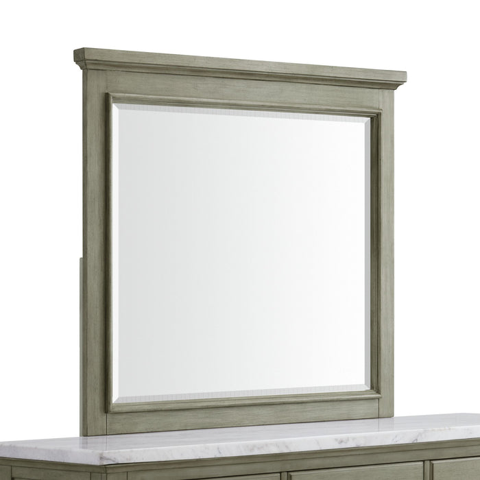 Kendari - Dresser & Mirror With White Marble Top - Gray