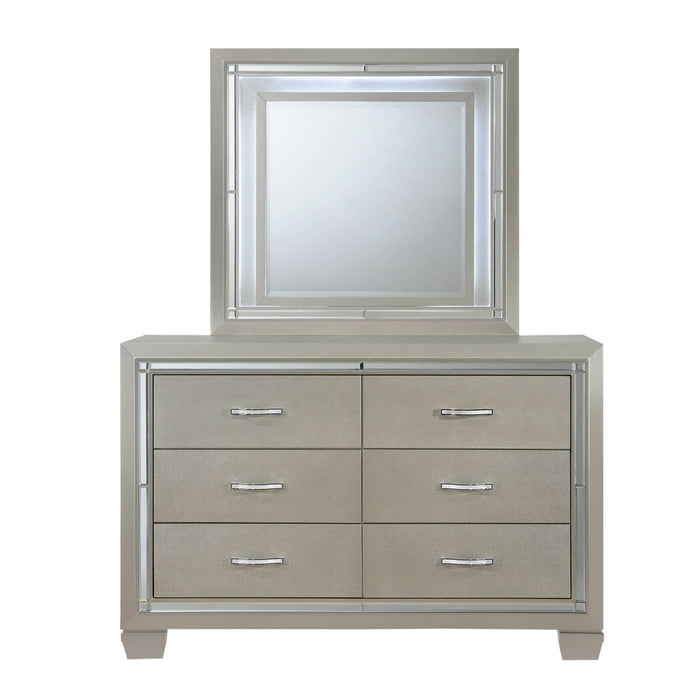 Platinum - Youth Dresser & Mirror With Led Light Set - Сhampagne