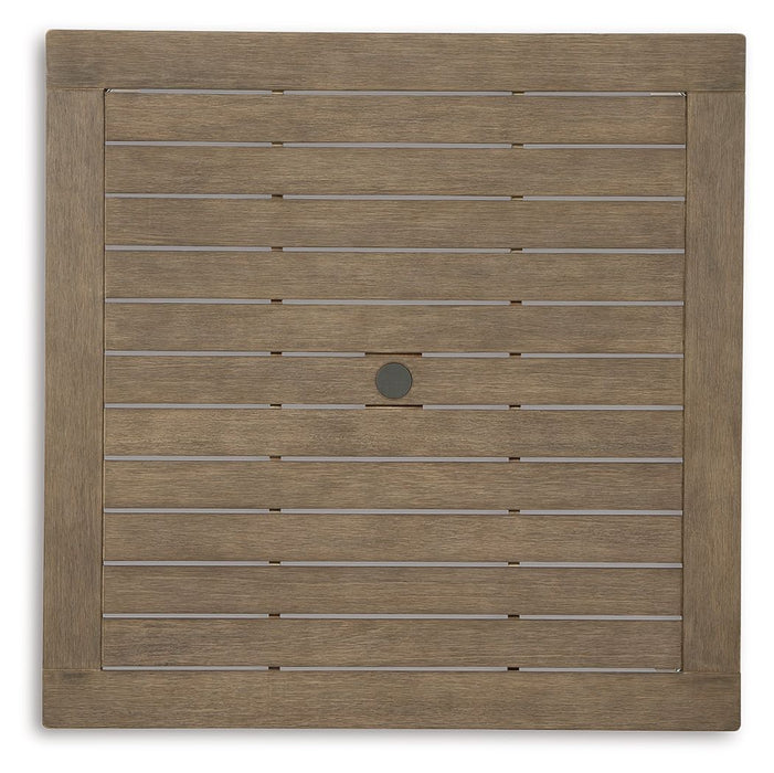 Aria Plains - Brown - Square Dining Table W/Umb Opt