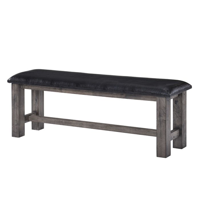 Nathan - Bench With Pu Padded Seat - Gray Oak