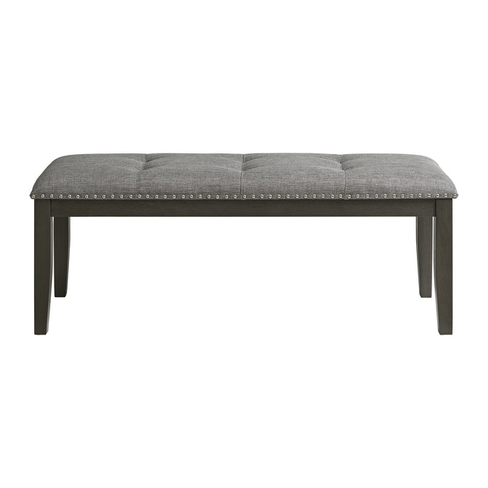 Everdeen - Bench with Grey Fabric and Nail Heads - Charcoal