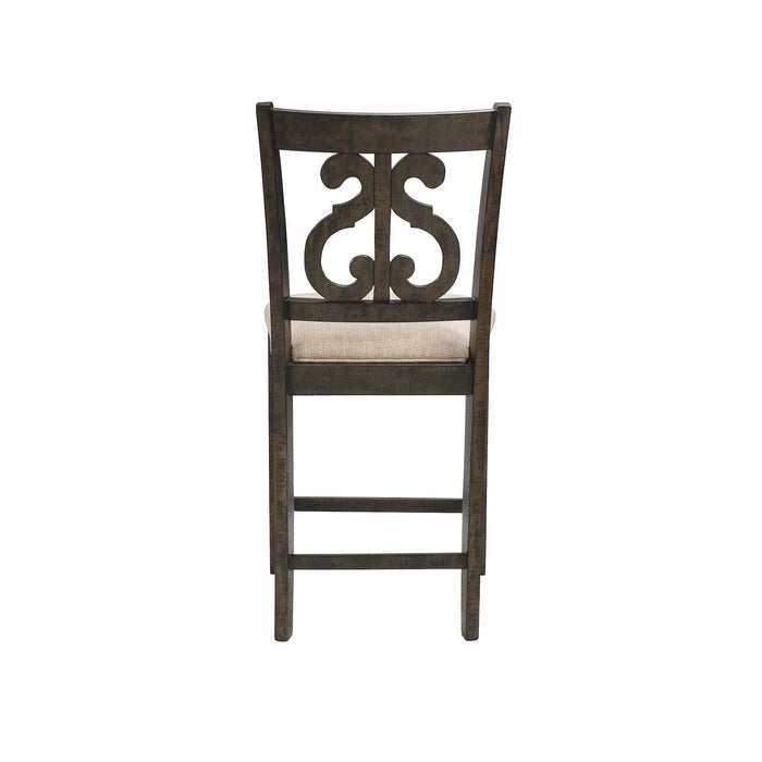 Stone - Counter Swirl Back Side Chair (Set of 2) - Smokey Walnut